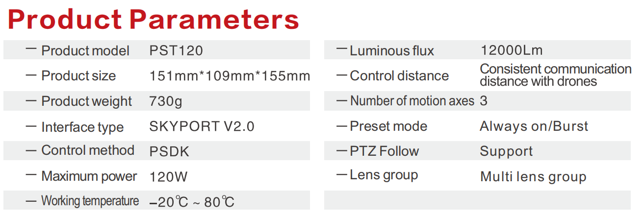 PST120 Zoom Searchlight for DJI M300 and M350 drone